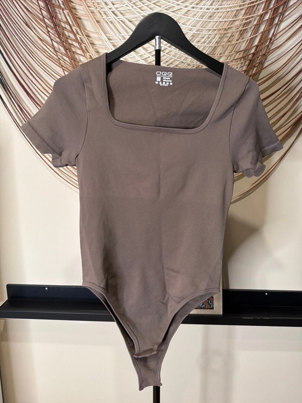 OQQ brown ribbed bodysuit EUC L 3304